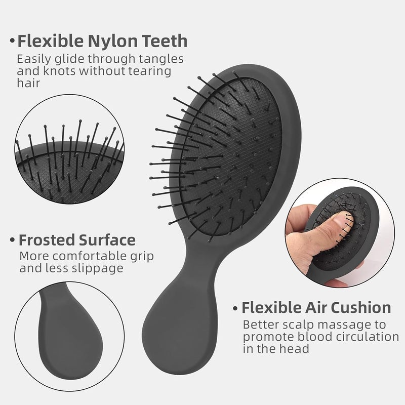 Jurrissa Mini Hair Bursh for Kids Women and Men, Protable Travel Size Hair Brush for Pockets Purse backpack,Mini Detangler Brush for All Hair Types, Small Hair Brush for Detangling(1 Pack-Black) - Image 3
